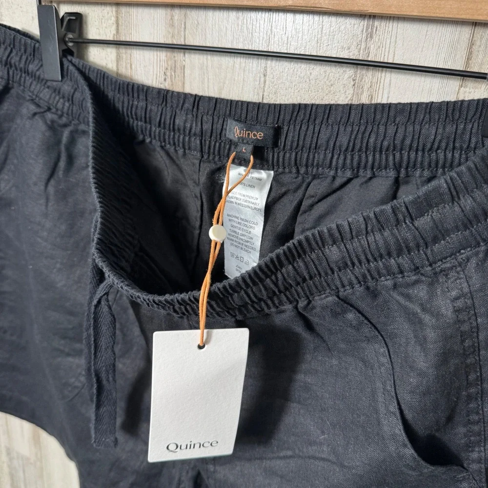 Quince‎ Black 100% European Linen Pull On Shorts Chino Relaxed Womens Size Large - Picture 4 of 4